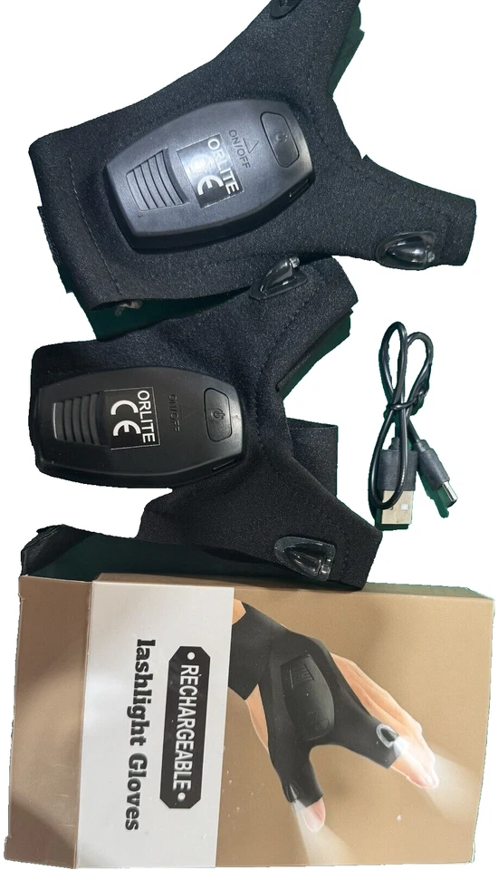 1 pair LED Flashlight Gloves USB Rechargeable Comfortable Fishing Light Glove - Image 2 of 4