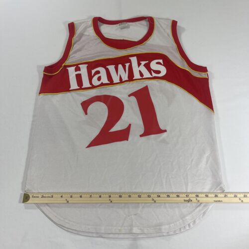 Vintage XL Atlanta Hawks #21 Dominique Wilkins Promo Basketball Jersey 80s 90s - Picture 6 of 18