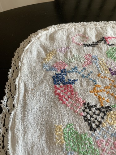 Antiguo Vintage Bordado a Mano Vestido Largo Doily 43x17 - Imagen 5 de 9