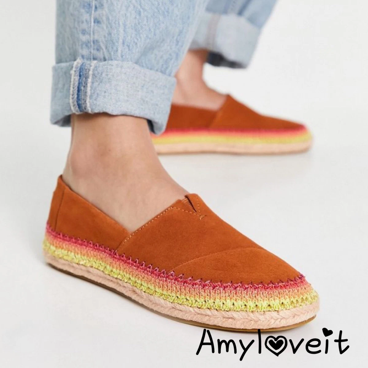 Toms Esparto Umber Brown Suede Shoes Women s Size 10 New