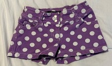Mini Boden Purple with White Dots Adjustable Waist Shorts EUC Girls Size 7