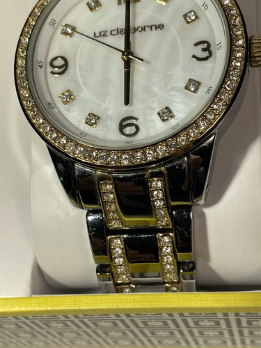OROLOGIO DONNA LIZ CLAIBORNE ANALOGICO VESTITO CINTURINO DUE TONI QUADRANTE MOP LC1195 con scatola - Foto 6 di 24