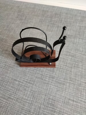 Briefhalter Vintage Schnecke Holz Und Metall Rarität Deko  80 iger Jahre 