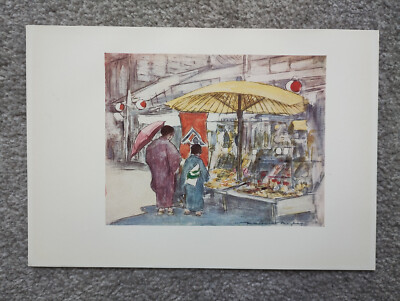 der Stall an der Brücke - antiker japanischer Kunstdruck - 1905