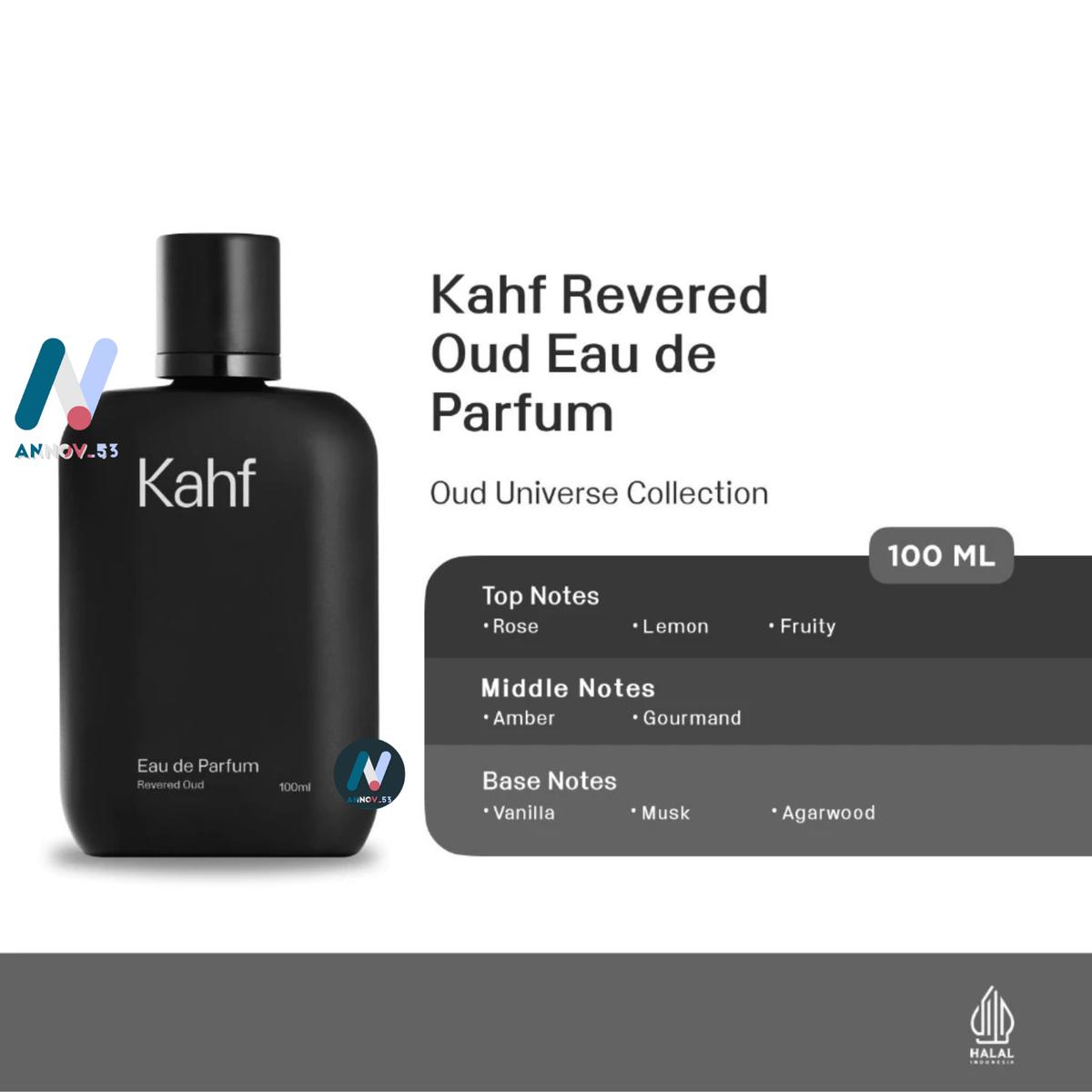 KAHF Revered Oud Musk Amber Castor Oil Soft Fragrance Long-Lasting All Day  100ml