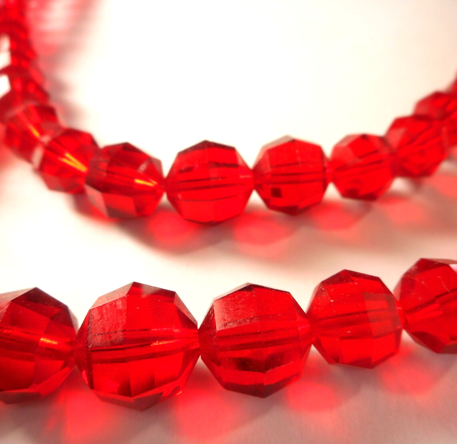 Red Crystal Double Strand Statement Necklace Gold… - image 3