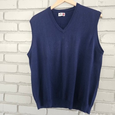 Vintage Rodier Monsieur Mens Navy Blue V-Neck Sweater Vest Made in France