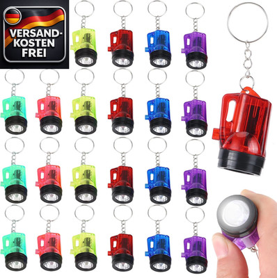 24er Set Mini Taschenlampen Schlüsselanhänger Kinder USB LED Leuchtmittel verste