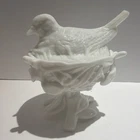 1940’s Vtg Westmoreland Milk Glass Dove/Robin Bird Nest Covered Footed Dish