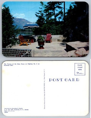 Kootenay Lake BC Glass House Terrace Vintage Postcard Dexter Press Canada