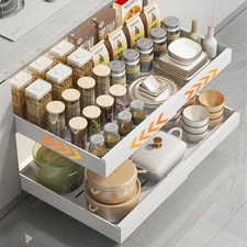 2 Pack Pull Out Cabinet Organizer, Expandable 12"-20.5" W Fixed 16.9" Deep...