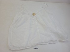 Unterhemd Top DDR Gr 40 Wei&szlig; Lochmuster Spaghetti-Tr&auml;ger Vintage #264149