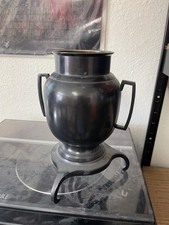 Vintage Japanese Style Hexagonal Floor Vase with Bronze Handles and Dried Floral Arrangement — listing 2