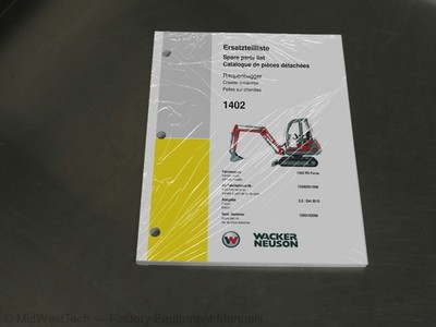 Wacker Neuson 1402 Crawler Excavator Parts Manual Exploded View Diagram Book