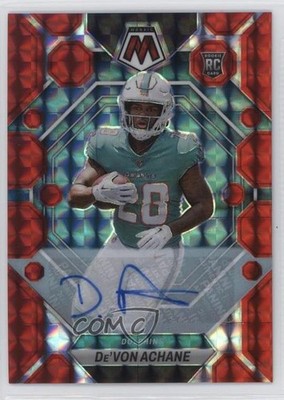 2023 Panini Mosaic Rookies Red Prizm /199 De'Von Achane #312 Rookie Auto RC 0qw3