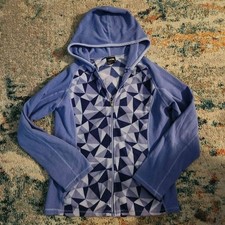 The North Face Girl's Blue Patterned Fleece Zip Up