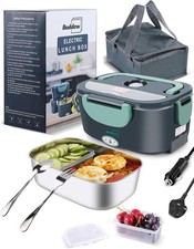 Buddew Electric Lunch Box 80W Lunch Heater for Adults, 12/24/110-230V Portable F