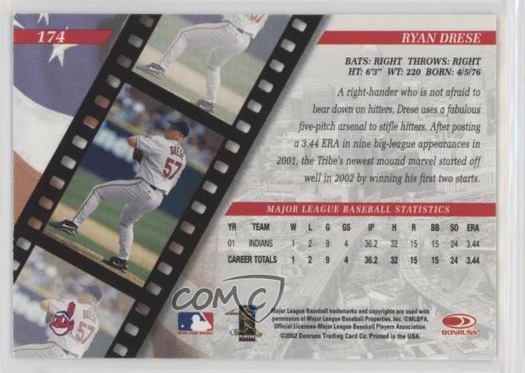 2002 Donruss Studio Ryan Drese #174 0w8