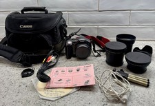 Canon PowerShot S3 IS 6.0MP Digital Camera Black Case Lenses, LOT, cords, tripod