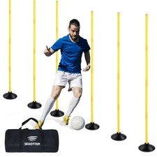 SEAOTTER Soccer Agility Poles Set, 4/6/10 Pcs 6FT Detachable 6FT, Yellow