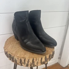 Frye Womens Judith Ankle Boots Booties Heel Double Zip Black Leather size 9