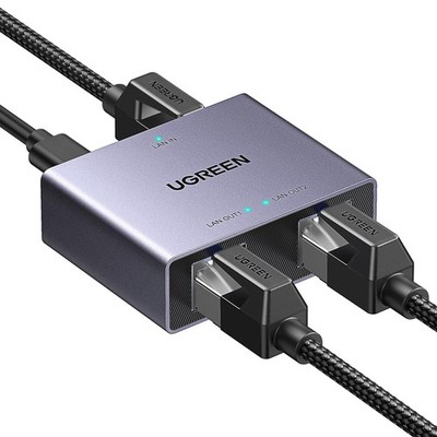 UGREEN 1-to-2 Gigabit RJ45 Ethernet Splitter 1000Mbps USB Powered 3FT Cable
