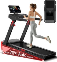 Foldable Treadmill with Handle & 20% Auto Incline 14KM/H Running Machine 180KG L