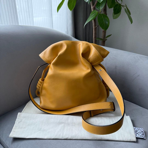 Loewe Flamenco Knot Shoulder Bag, Brown Leather Used Item Good Condition From JP