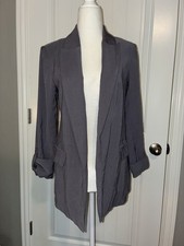 Simply Vera Wang Women's Open Front Gray Ruched 3/4 Sleeve Blazer Size XS