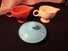 ORIGINAL FIESTA 3 PC. 2 CREAMERS-PK & IVORY-1 TURQ. LID 5"