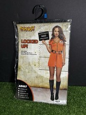 Spirit Halloween Orange Inmate Locked Up Prisoner Cosplay Costume Ladies Size XL
