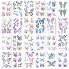 Glitter Butterfly Tattoos 24 Sheets Waterproof Temporary Body Face Arm Makeup