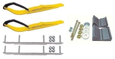 C&A Pro Yellow Razor Snowmobile Skis w/ 9'' Shaper Bars Complete Kit 2012+