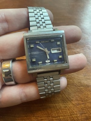 Vintage Seiko 6119-5000 Automatic Day-Date Blue Dial Tv Dial Working Watch 21J