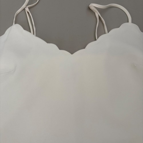 J.Crew Ivory Scalloped Neckline Cami Top Size 00 Sleeveless Casual Layering - Picture 3 of 7