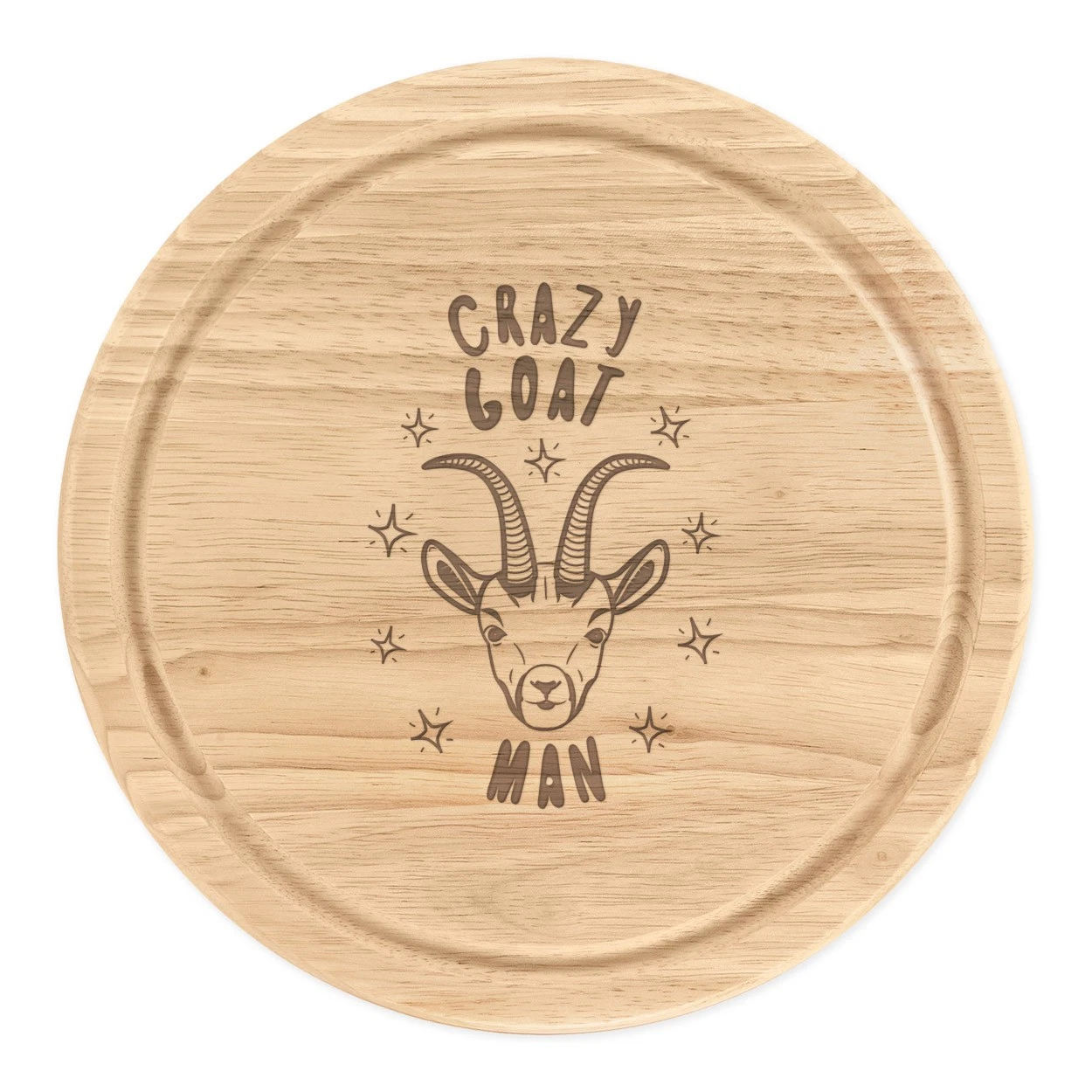 Crazy Goat Man Stars Round Chopping Cheese Board Funny Animal