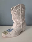 Frankoma Pottery Wall Pocket Cowboy Boot  #133 Planter Vase Texas Bluebonnet