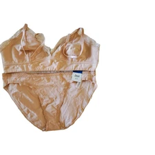 NWT Jenni Womens Sz XL Lace Trim Bralette Panty Set Nude Stretch Set 2