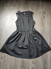 ASOS Black Lace Fit & Flare Dress Sleeveless Round Neck Short Size 6