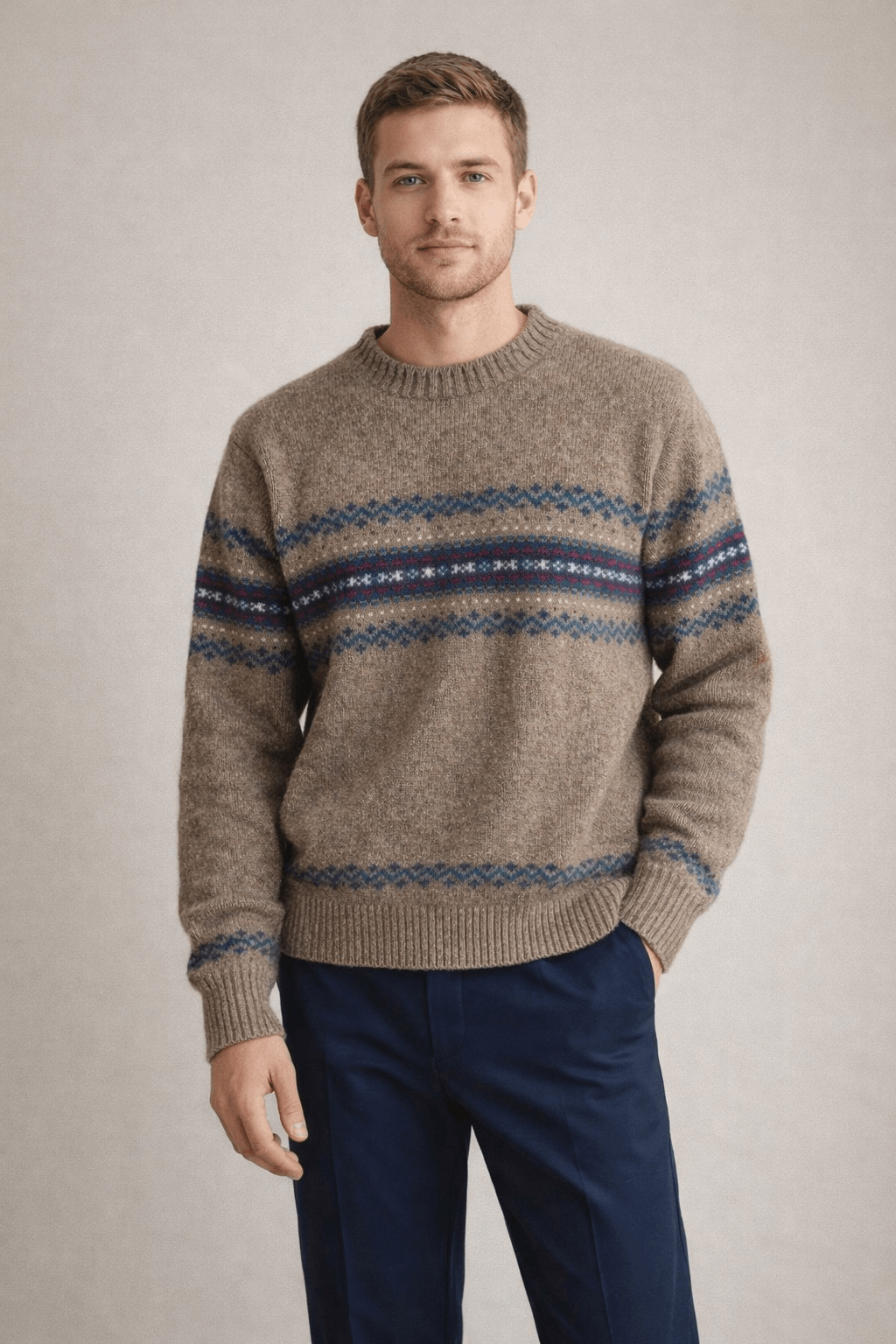Vintage Jantzen Fair Isle Wool Blend Sweater USA Mens Medium