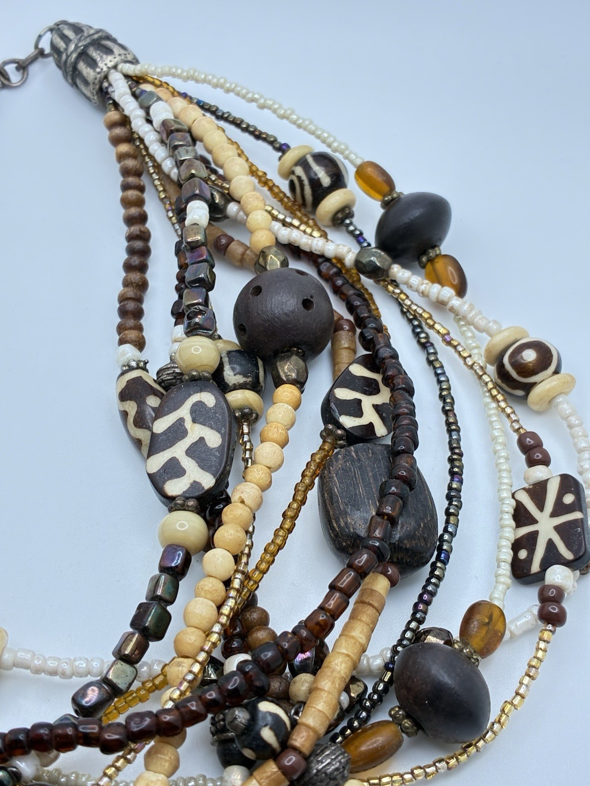 Chicos Multi Strand Beaded Statement Necklace Bro… - image 7