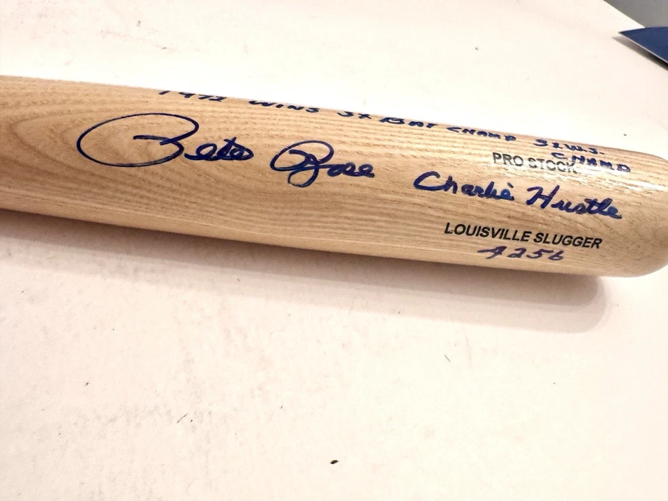 PETE ROSE RARE Signed/Autographed w/8 Inscriptions Louisville Slugger JSA COA - Image 2 of 4