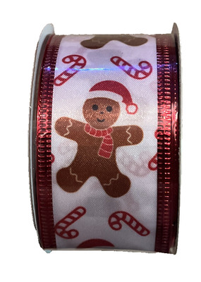 Christmas Ribbon Man Gingerbread Man Christmas Candy Cane Ribbon 1.5
