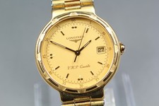  Near MINT Longines Conquest V.H.P 174-4976 Gold Dial 34mm Quartz Men's Watch