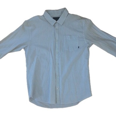 O'Neill Men's XL White Striped Long Sleeve Button-Front Point Collar Shirt