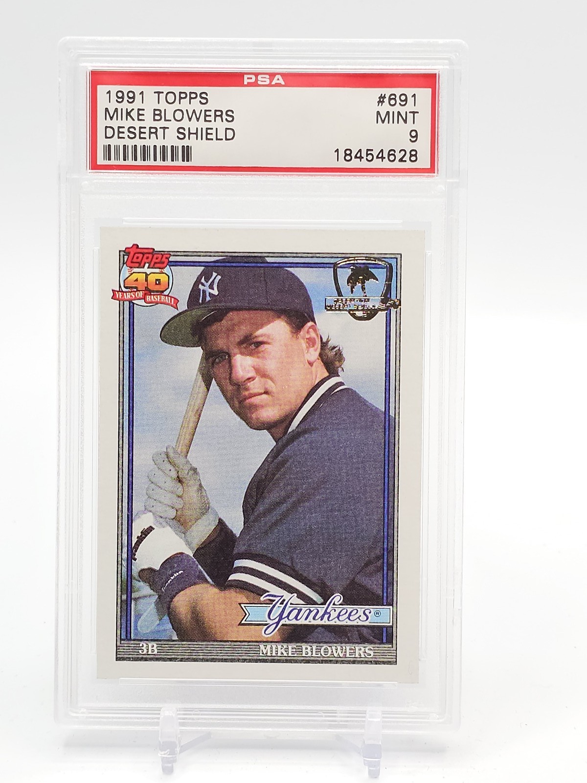 MIKE BLOWERS 1991 TOPPS BASEBALL DESERT SHIELD #691 PSA 9 Q7113