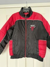 Chicago Bulls Jacket Vintage 90s Kids XL Black NBA Basketball Pro Player Puffer