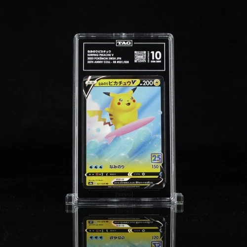 2021 Pokemon Japanese 25th Anniversary Surfing Pikachu V 021 TAG 10 Gem Mint