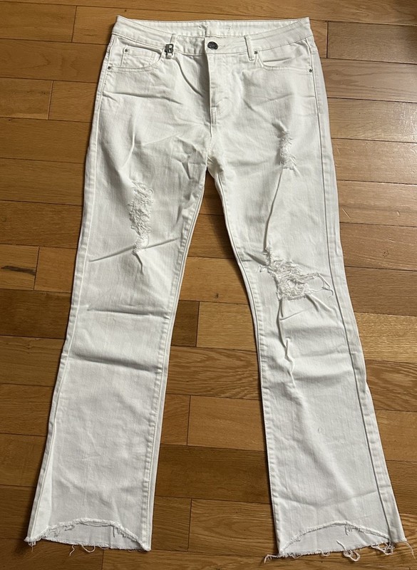 Balmain White Denim distressed Jeans Size 38