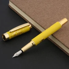 Jinhao 955 Fountain Pen, Medium Nib, Ceramic Porcelain Yellow Dragon